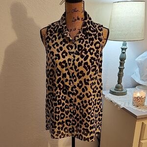 VENUS Tan and Cream Boxy Button Down Shirt